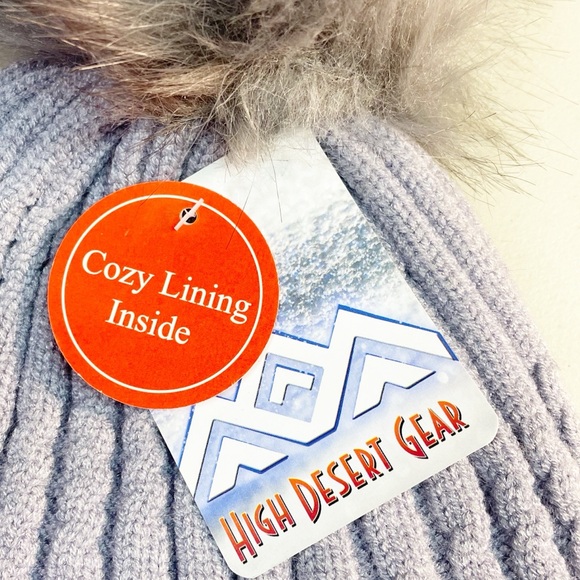 3 for $10 🛍️ High Desert Gear Fluffy Pom Pom Knitted Winter Hat Sherpa Lining - Picture 7 of 7